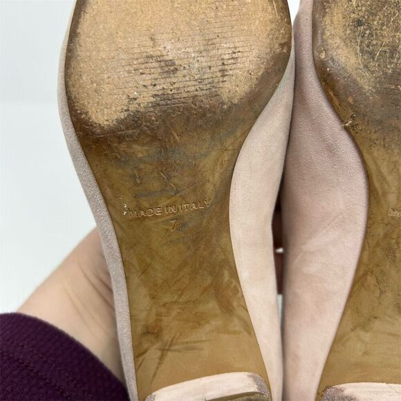 Everlane Women's V Sparkle Heeled Light Blush Pink Suede Block Pumps Size 7 - Picture 10 of 12